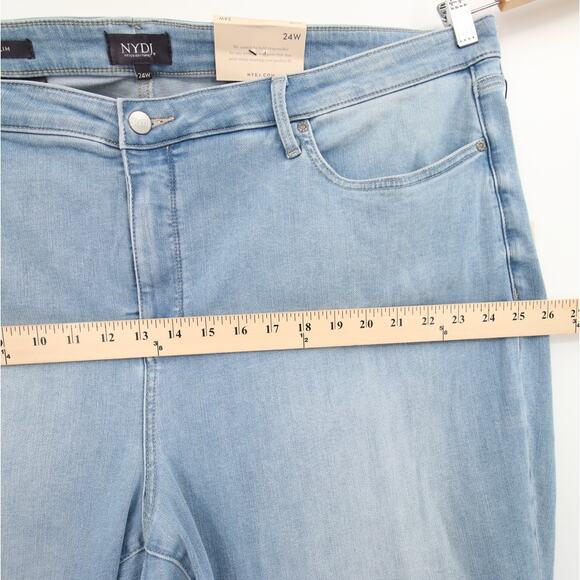 NYDJ Jeans Blue Light Wash Sheri Slim Ankle Cuff High Waist Tummy Control 24W - Picture 8 of 16